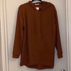 NWT Rust Ribbed Light-Weight Hoodie